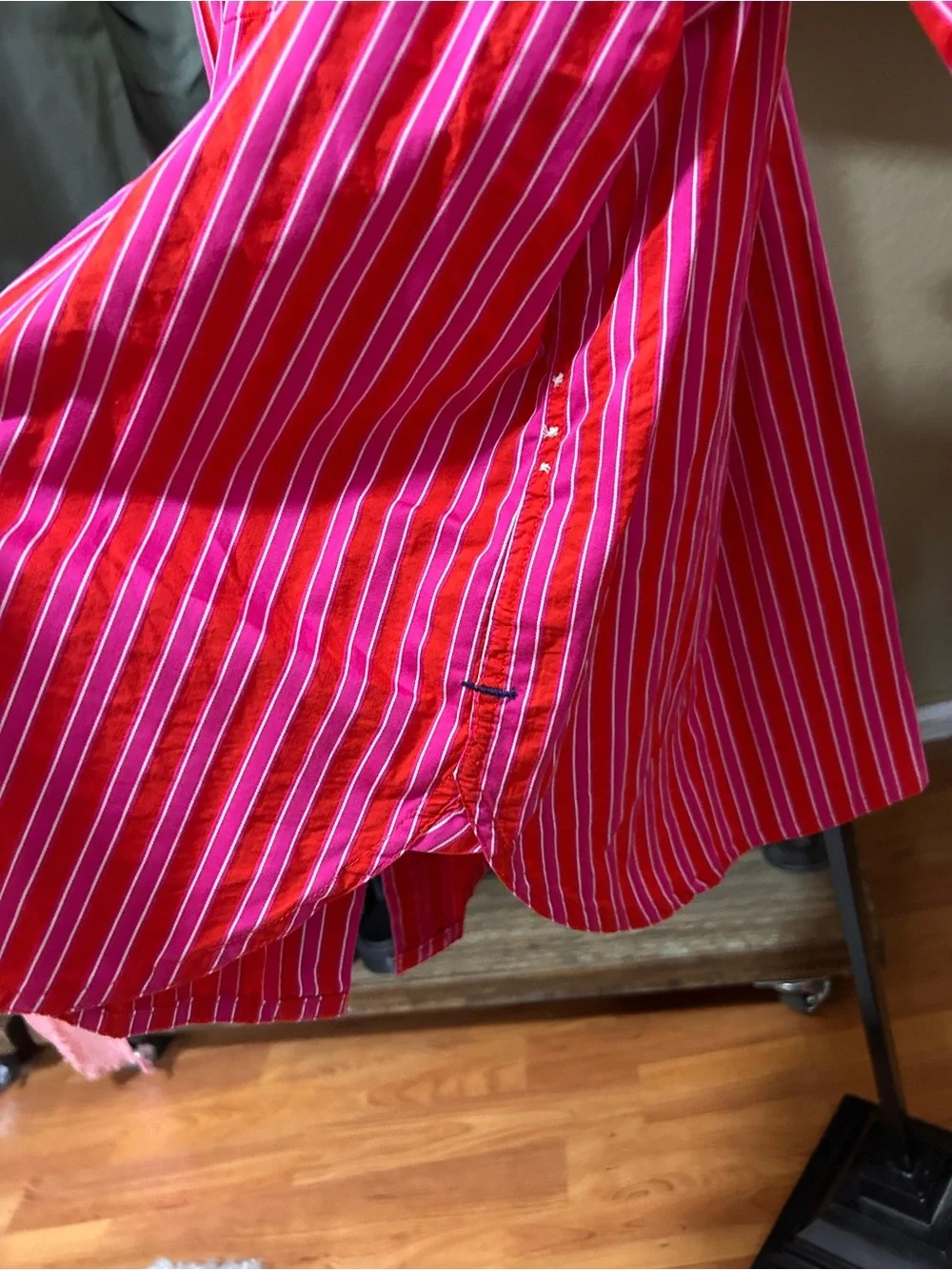 J. Crew cotton striped button up shirt pink red size 22 with chest pocket plus